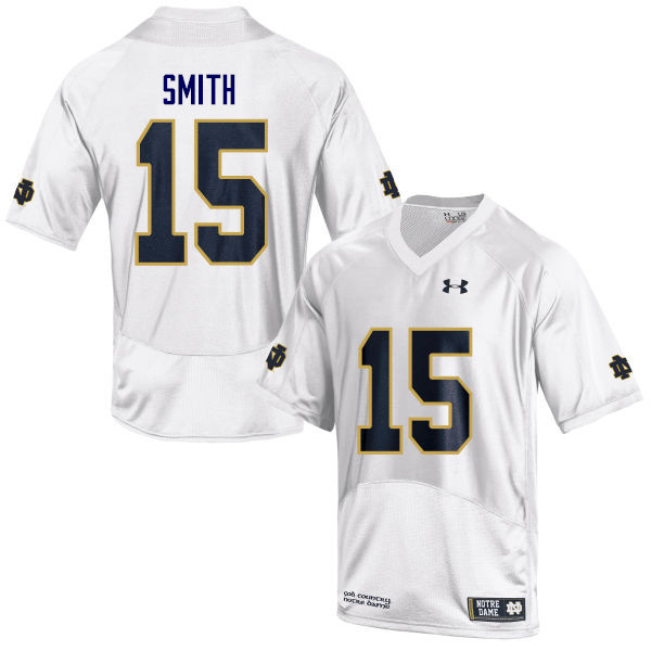 Men's NCAA Notre Dame Fighting Irish #15 Cameron Smith Stitched College Under Armour Authentic White Football Jersey NK10N83FK